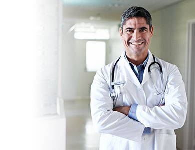 male doctor in hospital corridor