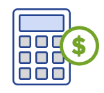 Calculator with dollar sign icon