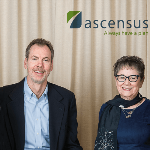 2 businesspeople under Ascensus logo
