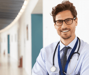 Male doctor wearing stethoscope